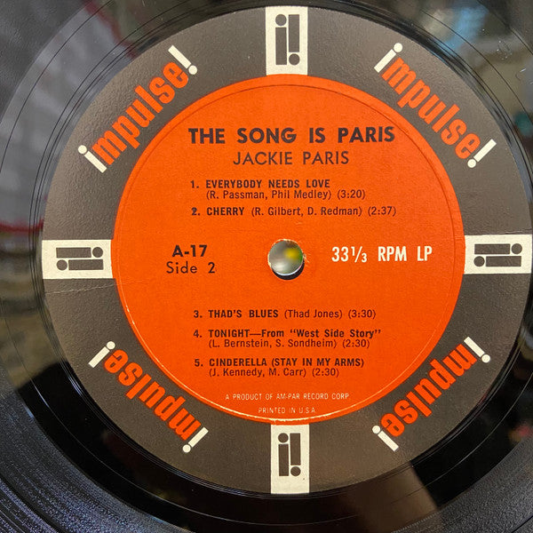 Jackie Paris – The Song Is Paris LP vinyl record, image 4 of 4