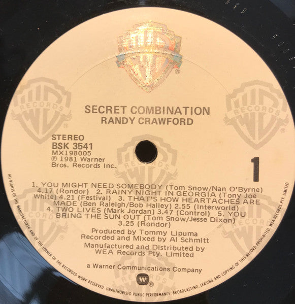 Randy Crawford – Secret Combination LP vinyl record, image 5 of 6