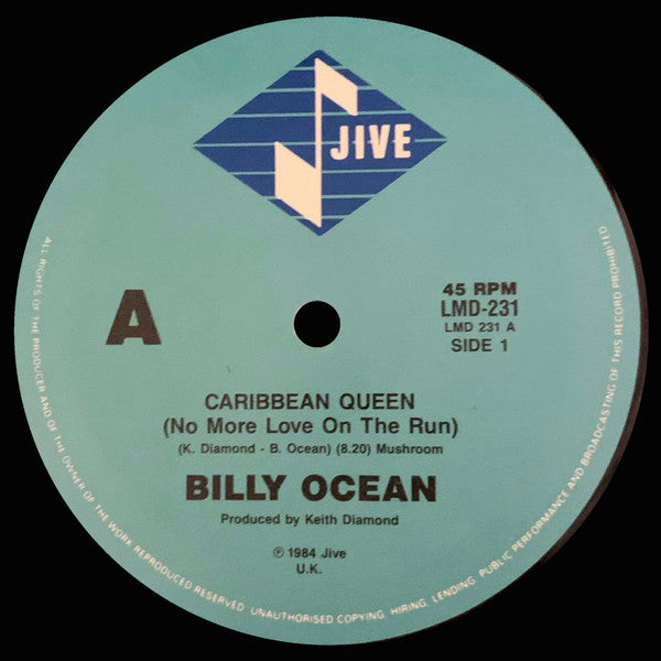 Billy Ocean – Caribbean Queen (No More Love On The Run) 12" vinyl record, image 3 of 4