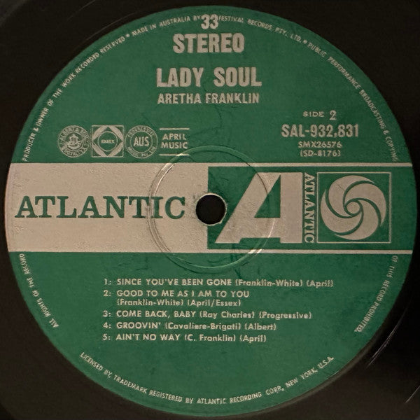 Aretha Franklin – Lady Soul LP vinyl record, image 4 of 5