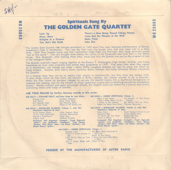 The Golden Gate Quartet – Look Up! 10" vinyl record, image 2 of 4