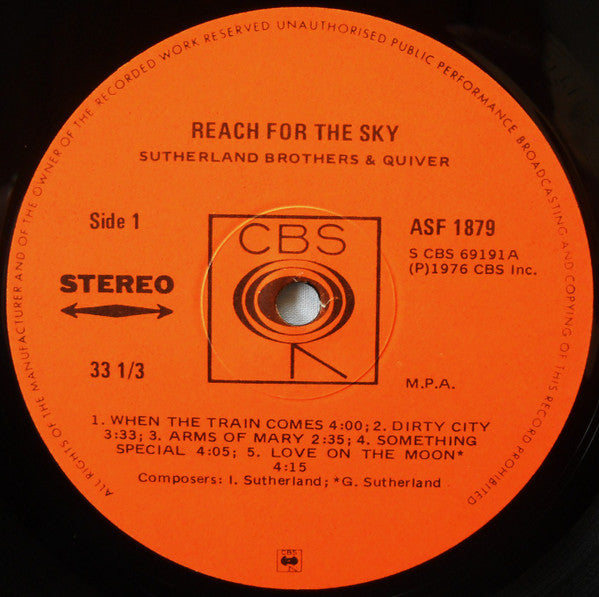 Sutherland Brothers, Quiver – Reach For The Sky LP vinyl record, image 3 of 4