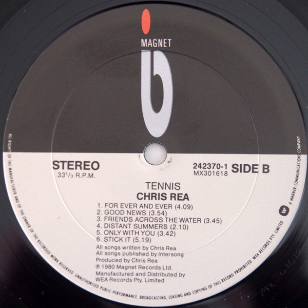 Chris Rea – Tennis LP vinyl record, image 6 of 6
