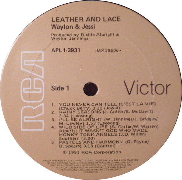 Waylon Jennings, Jessi Colter – Leather And Lace LP vinyl record, image 3 of 4