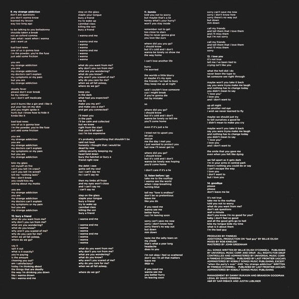 Billie Eilish – When We All Fall Asleep, Where Do We Go? LP vinyl record, image 3 of 10