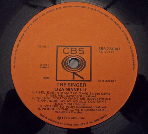 Liza Minnelli – The Singer LP vinyl record, image 3 of 4