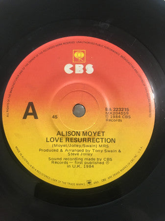 Alison Moyet – Love Resurrection 7" vinyl record, image 1 of 2