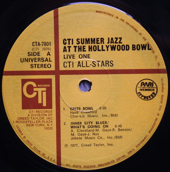 CTI All-Stars – CTI Summer Jazz At The Hollywood Bowl Live One LP vinyl record, image 5 of 7