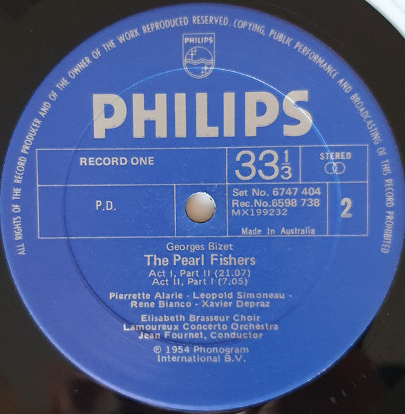 Georges Bizet, Pierrette Alarie, Leopold Simoneau, René Bianco, Choeurs Elisabeth Brasseur, Orchestre Des Concerts Lamoureux, Jean Fournet – The Pearl Fishers (2xLP) LP vinyl record, image 4 of 8