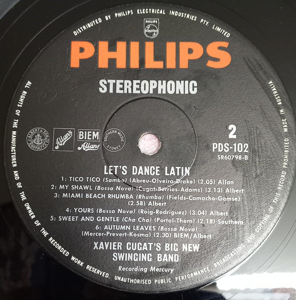Xavier Cugat's Big, New Swinging Band – Let's Dance Latin LP vinyl record, image 3 of 4