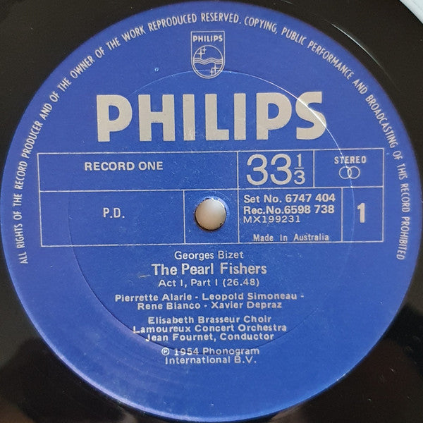 Georges Bizet, Pierrette Alarie, Leopold Simoneau, René Bianco, Choeurs Elisabeth Brasseur, Orchestre Des Concerts Lamoureux, Jean Fournet – The Pearl Fishers (2xLP) LP vinyl record, image 3 of 8