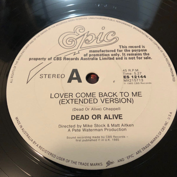 Dead Or Alive – Lover Come Back To Me 12" vinyl record, image 4 of 5