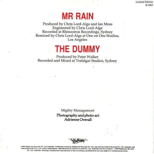 Ian Moss – Mr Rain 7" vinyl record, image 2 of 4
