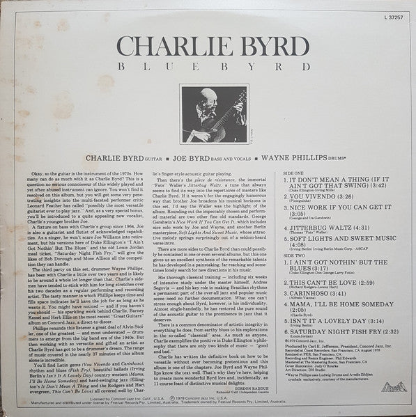 Charlie Byrd – Bluebyrd LP vinyl record, image 2 of 4