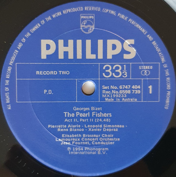 Georges Bizet, Pierrette Alarie, Leopold Simoneau, René Bianco, Choeurs Elisabeth Brasseur, Orchestre Des Concerts Lamoureux, Jean Fournet – The Pearl Fishers (2xLP) LP vinyl record, image 5 of 8