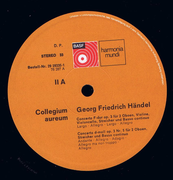 Georg Friedrich Händel, Collegium Aureum – Concerti Grossi Op. 3 / Concerto »Alexanderfest« (2xLP) LP vinyl record, image 7 of 8