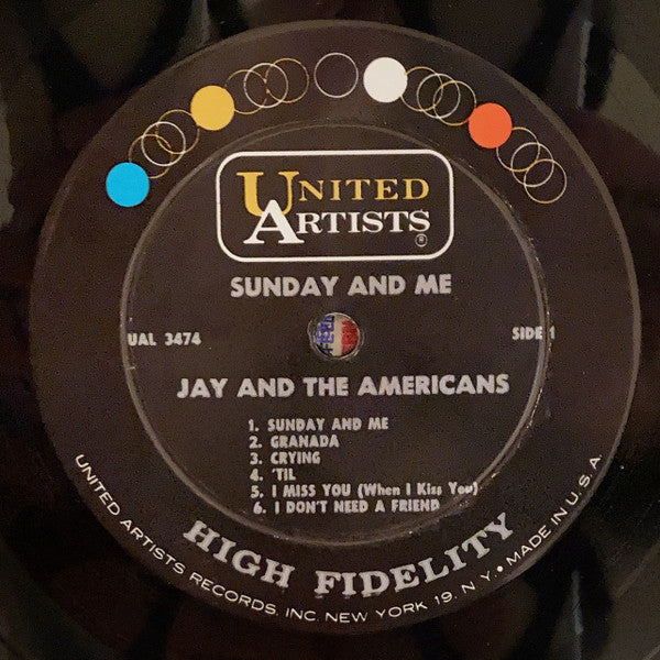 Jay & The Americans – Sunday And Me LP vinyl record, image 3 of 4