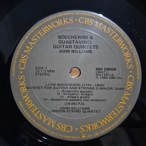 John Williams, Luigi Boccherini, Carlos Guastavino – Guitar Quintets LP vinyl record, image 3 of 4