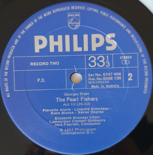 Georges Bizet, Pierrette Alarie, Leopold Simoneau, René Bianco, Choeurs Elisabeth Brasseur, Orchestre Des Concerts Lamoureux, Jean Fournet – The Pearl Fishers (2xLP) LP vinyl record, image 6 of 8