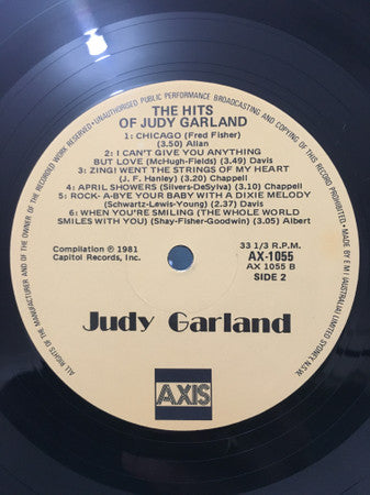 Judy Garland – The Hits Of Judy Garland LP vinyl record, image 4 of 4