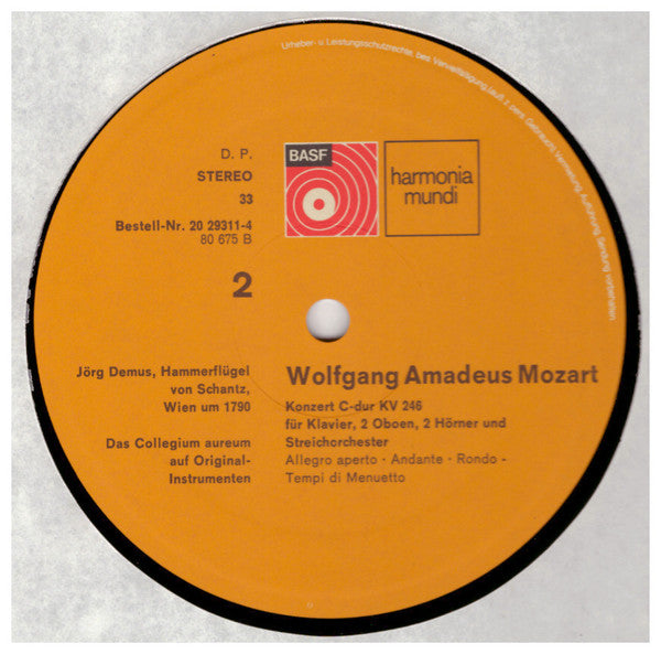 Wolfgang Amadeus Mozart, Jörg Demus, Collegium Aureum – Krönungskonzert · Lützowkonzert LP vinyl record, image 4 of 5