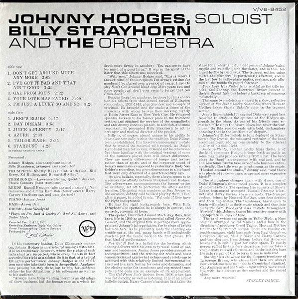 Johnny Hodges, Billy Strayhorn – Johnny Hodges With Billy Strayhorn And The Orchestra LP vinyl record, image 2 of 6