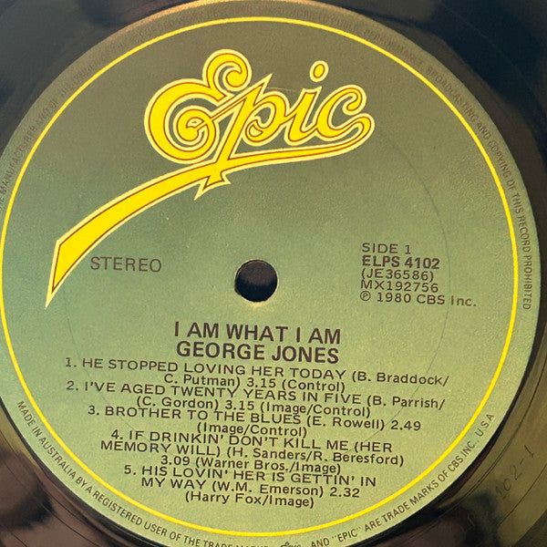 George Jones – I Am What I Am LP vinyl record, image 3 of 4