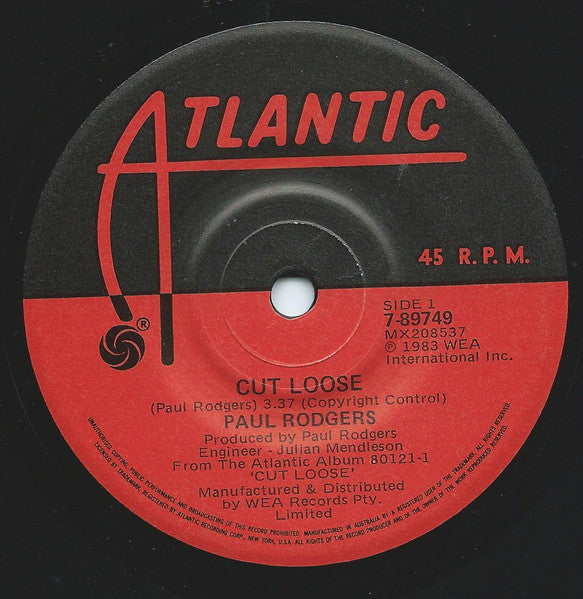 Paul Rodgers – Cut Loose 7" vinyl record, image 3 of 4