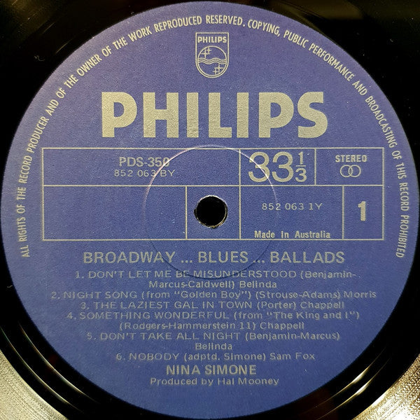 Nina Simone – Broadway - Blues - Ballads LP vinyl record, image 3 of 4