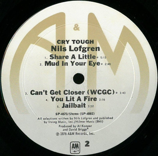 Nils Lofgren – Cry Tough LP vinyl record, image 4 of 4