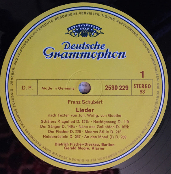 Franz Schubert, Dietrich Fischer-Dieskau, Gerald Moore – Lieder Nach Texten Von Goethe LP vinyl record, image 3 of 7