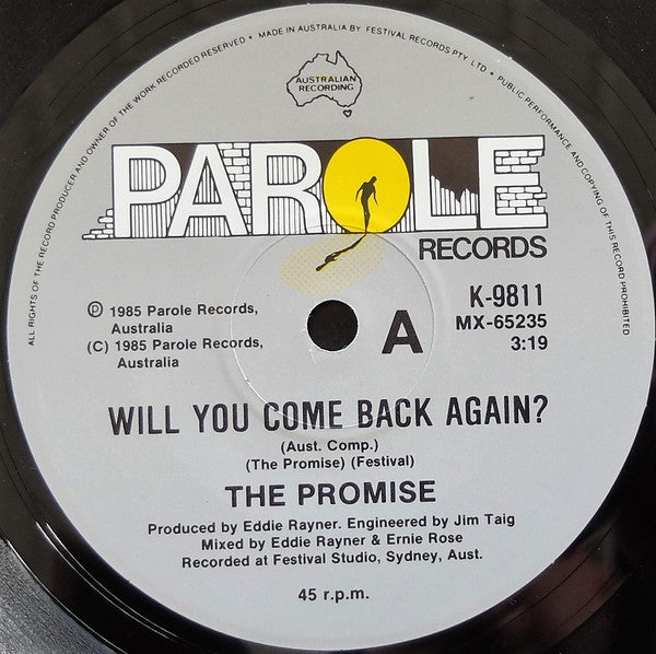 The Promise – Will You Come Back Again? 7" vinyl record, image 2 of 4