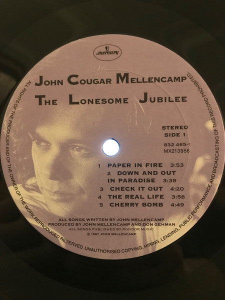 John Cougar Mellencamp – The Lonesome Jubilee LP vinyl record, image 3 of 4