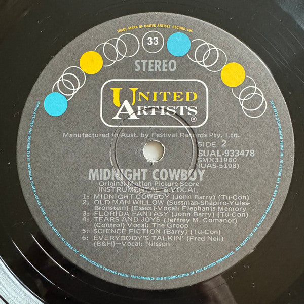 Various – Midnight Cowboy (Original Motion Picture Score) LP vinyl record, image 4 of 4