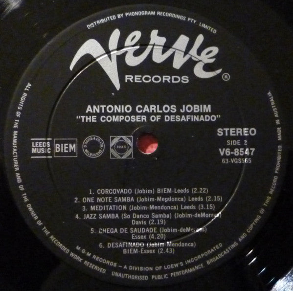 Antonio Carlos Jobim – The Composer Of Desafinado, Plays LP vinyl record, image 4 of 4