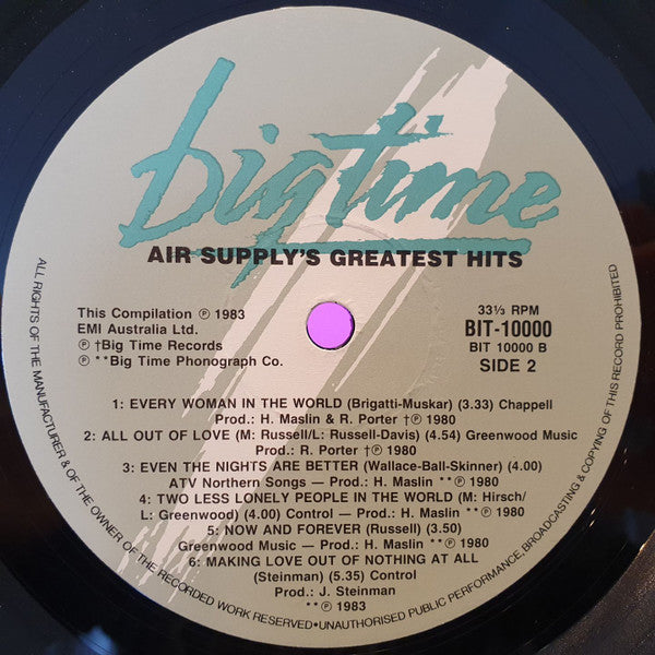 Air Supply – Greatest Hits LP vinyl record, image 3 of 4