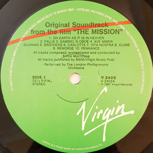Ennio Morricone – The Mission (Original Soundtrack From The Motion Picture) LP vinyl record, image 3 of 4