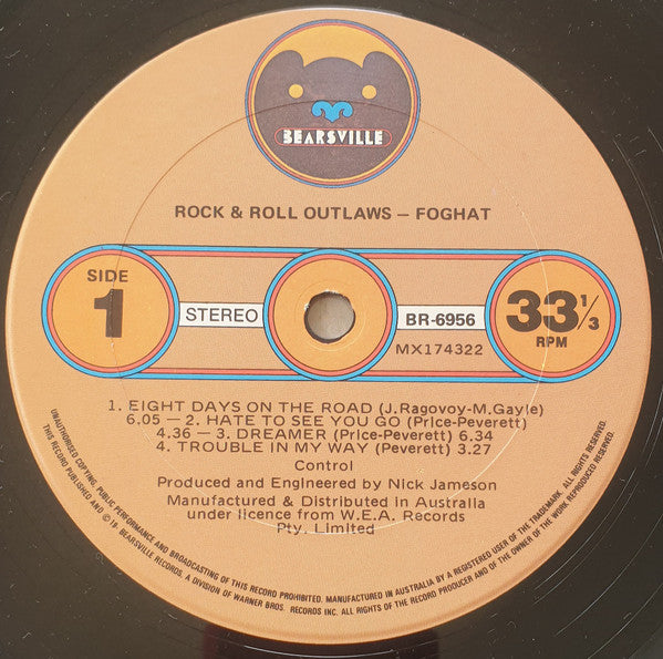Foghat – Rock And Roll Outlaws LP vinyl record, image 3 of 4