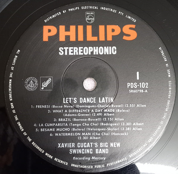 Xavier Cugat's Big, New Swinging Band – Let's Dance Latin LP vinyl record, image 4 of 4