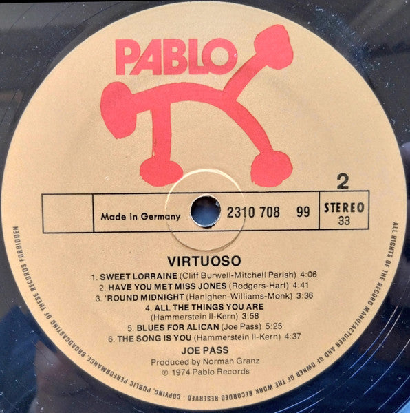 Joe Pass – Virtuoso LP vinyl record, image 4 of 4