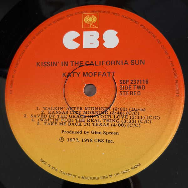 Katy Moffatt – Kissin' In The California Sun LP vinyl record, image 4 of 4