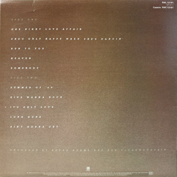 Bryan Adams – Reckless LP vinyl record, image 2 of 6