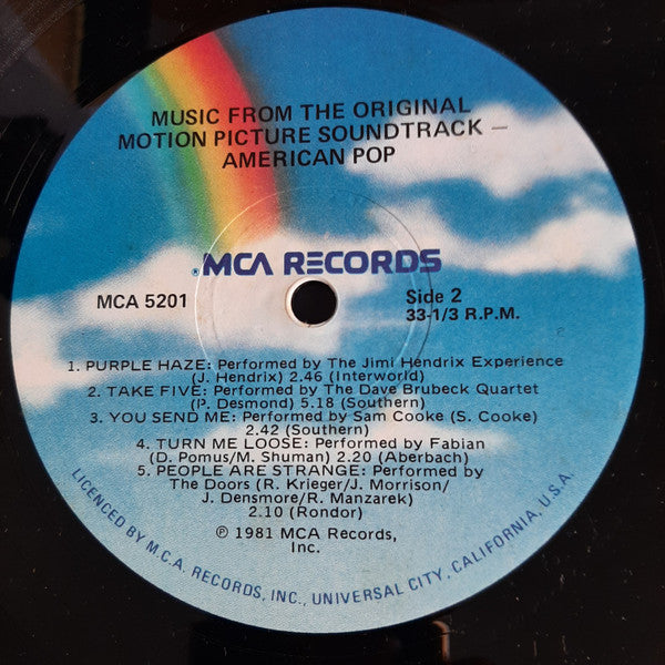 Various – Music From The Original Motion Picture Soundtrack American Pop LP vinyl record, image 4 of 4