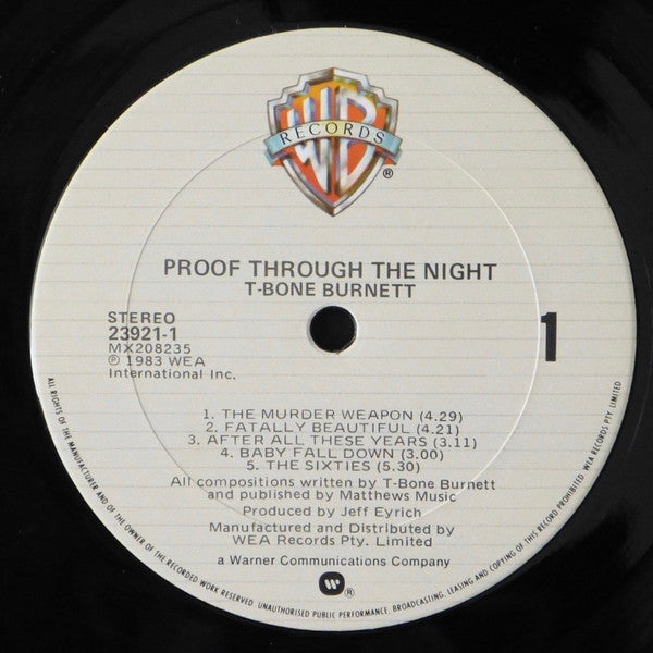 T-Bone Burnett – Proof Through The Night LP vinyl record, image 5 of 6