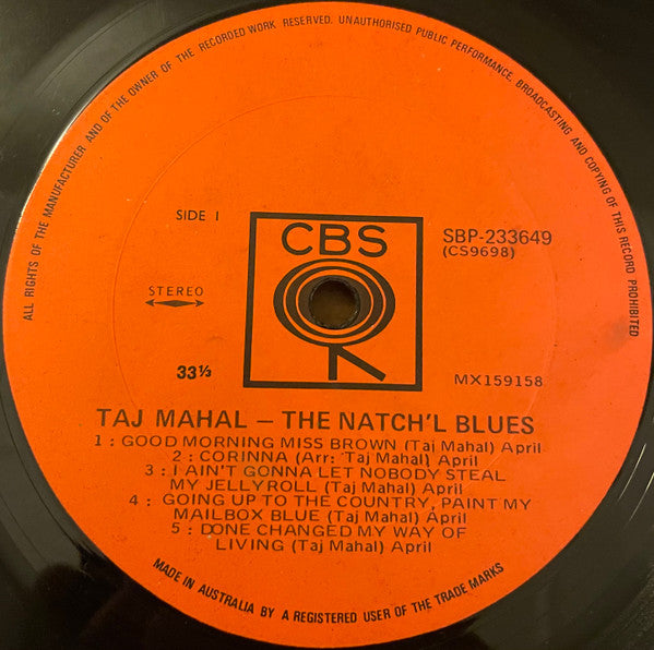 Taj Mahal – The Natch'l Blues LP vinyl record, image 4 of 4