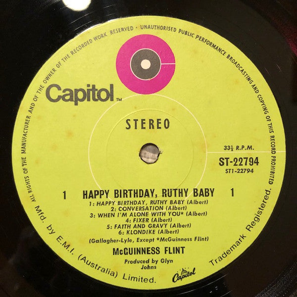 McGuinness Flint – Happy Birthday, Ruthy Baby LP vinyl record, image 3 of 4