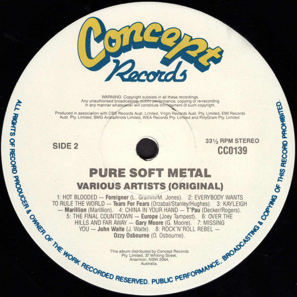 Various – Pure Soft Metal LP vinyl record, image 4 of 4