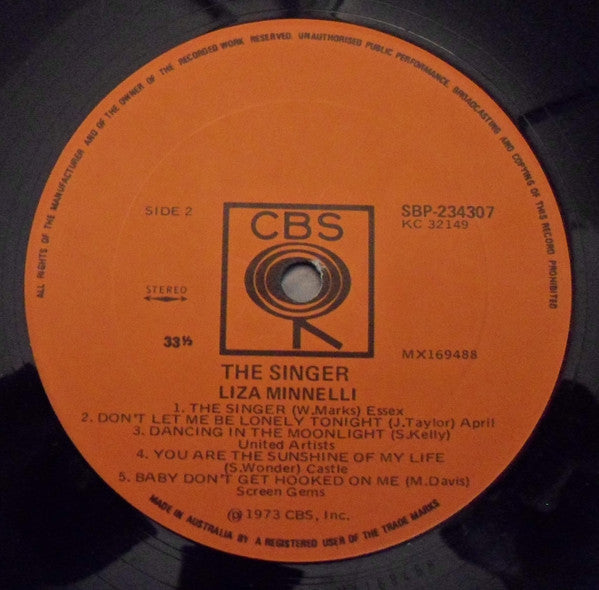 Liza Minnelli – The Singer LP vinyl record, image 4 of 4
