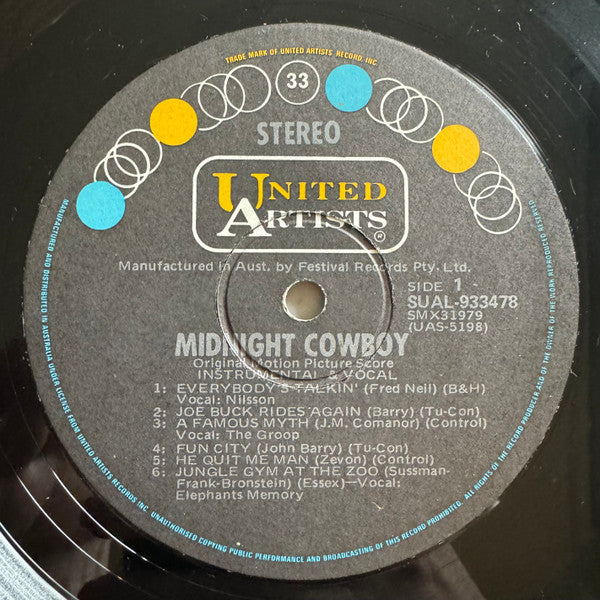 Various – Midnight Cowboy (Original Motion Picture Score) LP vinyl record, image 3 of 4