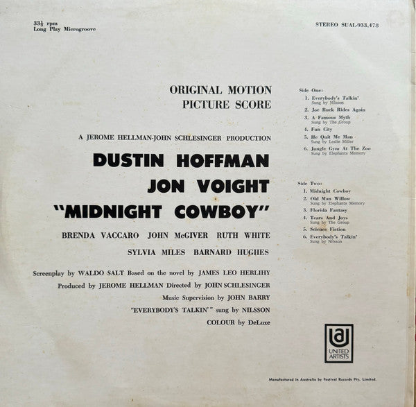 Various – Midnight Cowboy (Original Motion Picture Score) LP vinyl record, image 2 of 4